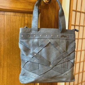 NEW GRAY LEATHER TOTE BAC